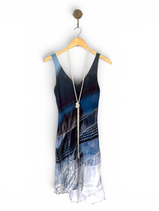 GO BY GO SILK Dresses & Skirts - Go Silk Architectural Print Slip Dress | Bias-Cut Silk Charmeuse | EUC XS